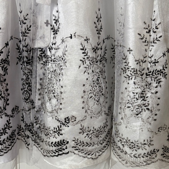 Jona Michelle Black Velvet and White Lace Dress with Red Flower - Picture 6 of 6